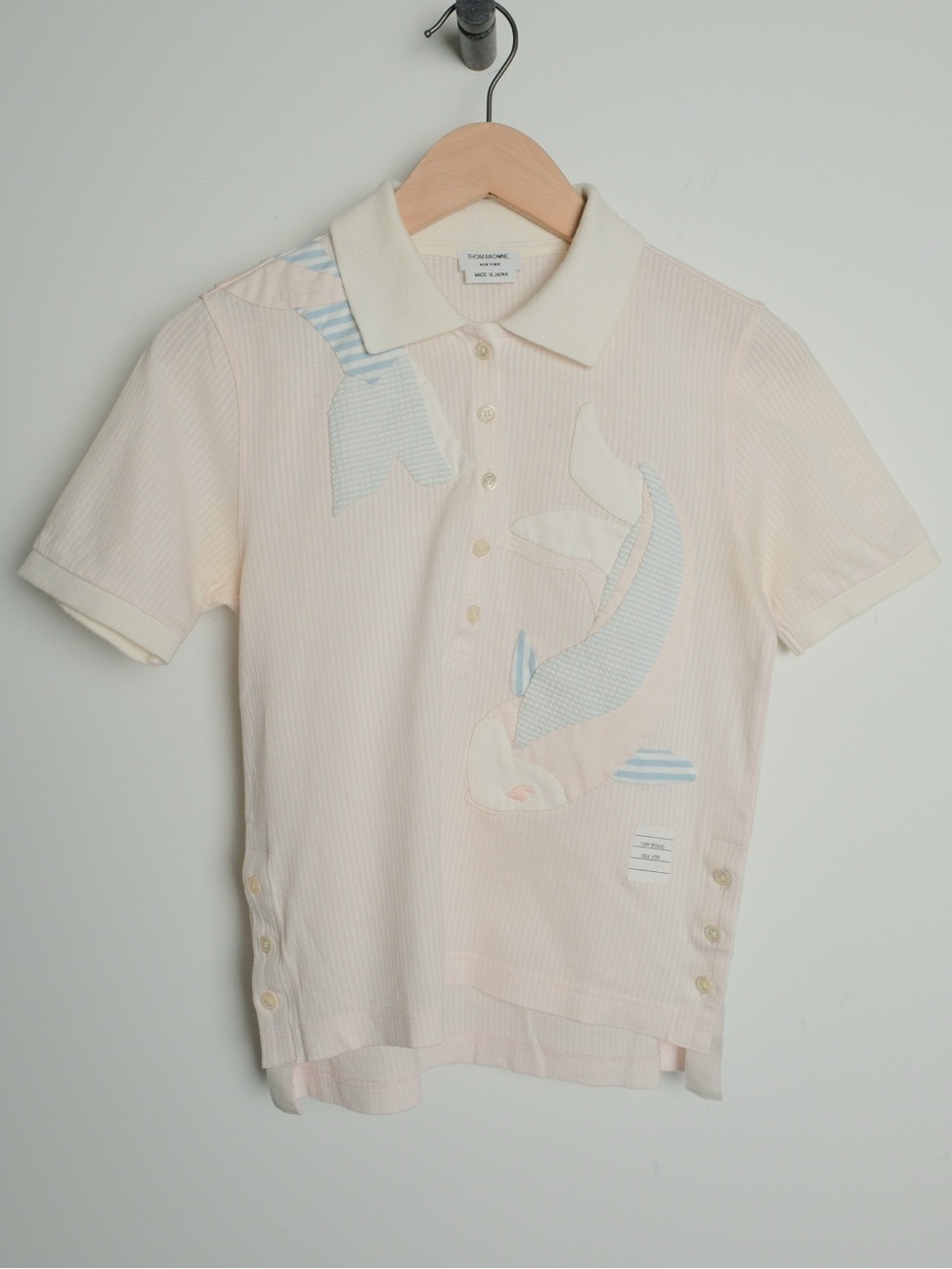 Thom Browne Japan Koi Fish Appliqué Polo Shirt Pink Women’s XXS XS